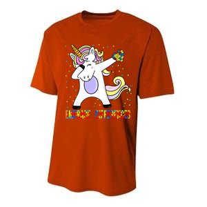 Embrace Differences Dabbing Unicorn Autism Awareness Gift Performance Sprint T-Shirt