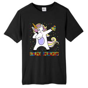 Embrace Differences Dabbing Unicorn Autism Awareness Gift Tall Fusion ChromaSoft Performance T-Shirt