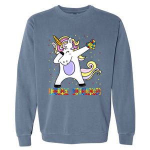 Embrace Differences Dabbing Unicorn Autism Awareness Gift Garment-Dyed Sweatshirt