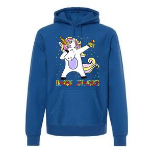 Embrace Differences Dabbing Unicorn Autism Awareness Gift Premium Hoodie