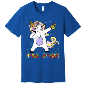 Embrace Differences Dabbing Unicorn Autism Awareness Gift Premium T-Shirt