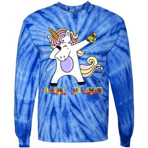 Embrace Differences Dabbing Unicorn Autism Awareness Gift Tie-Dye Long Sleeve Shirt