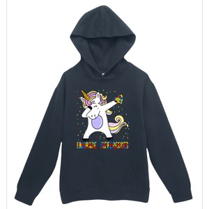 Embrace Differences Dabbing Unicorn Autism Awareness Gift Urban Pullover Hoodie