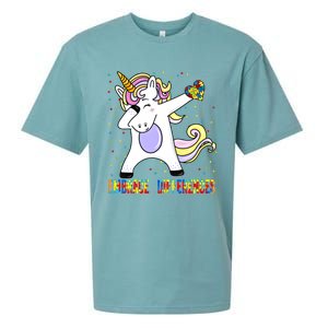 Embrace Differences Dabbing Unicorn Autism Awareness Gift Sueded Cloud Jersey T-Shirt