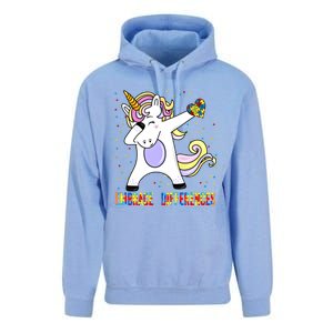 Embrace Differences Dabbing Unicorn Autism Awareness Gift Unisex Surf Hoodie