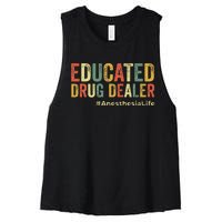 Educated Drug Dealer Funny Anesthesiologist Anesthesia Doc Women's Racerback Cropped Tank