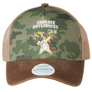 Embrace Differences Dabbing Unicorn Gift Autism Awareness Funny Gift Legacy Tie Dye Trucker Hat