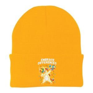 Embrace Differences Dabbing Unicorn Gift Autism Awareness Funny Gift Knit Cap Winter Beanie