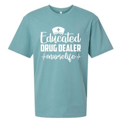 Educated Drug Dealer Nurse Life Funny Nurse Heart Beat Sueded Cloud Jersey T-Shirt