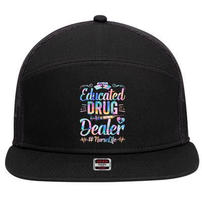 Educated Drug Dealer Nurse Life Funny Nurse Heart Beat Gift 7 Panel Mesh Trucker Snapback Hat