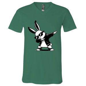 Easter Day Dabbing Bunny Rabbit Hip Hop Easter Baket V-Neck T-Shirt