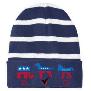 Elephant Dog Donkey Choose My Dog Would Do A Better Job Striped Beanie with Solid Band