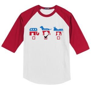 Elephant Dog Donkey Choose My Dog Would Do A Better Job Kids Colorblock Raglan Jersey