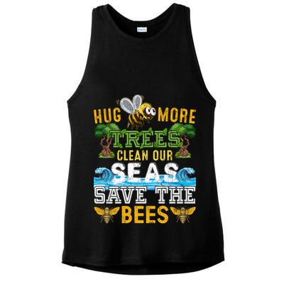 Earth Day Design Hug More Trees Clean Our Seas Save The Bees Gift Ladies PosiCharge Tri-Blend Wicking Tank