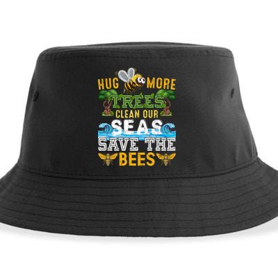 Earth Day Design Hug More Trees Clean Our Seas Save The Bees Gift Sustainable Bucket Hat