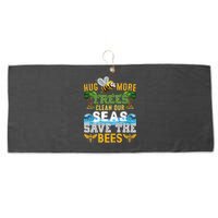 Earth Day Design Hug More Trees Clean Our Seas Save The Bees Gift Large Microfiber Waffle Golf Towel