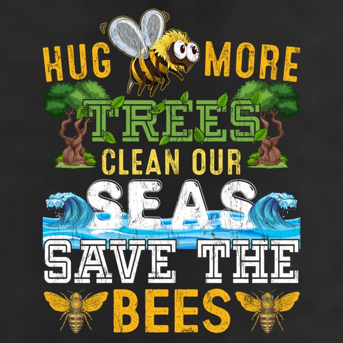 Earth Day Design Hug More Trees Clean Our Seas Save The Bees Gift Microfiber Hand Towel