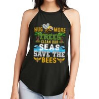 Earth Day Design Hug More Trees Clean Our Seas Save The Bees Gift Women's Perfect Tri Rocker Tank