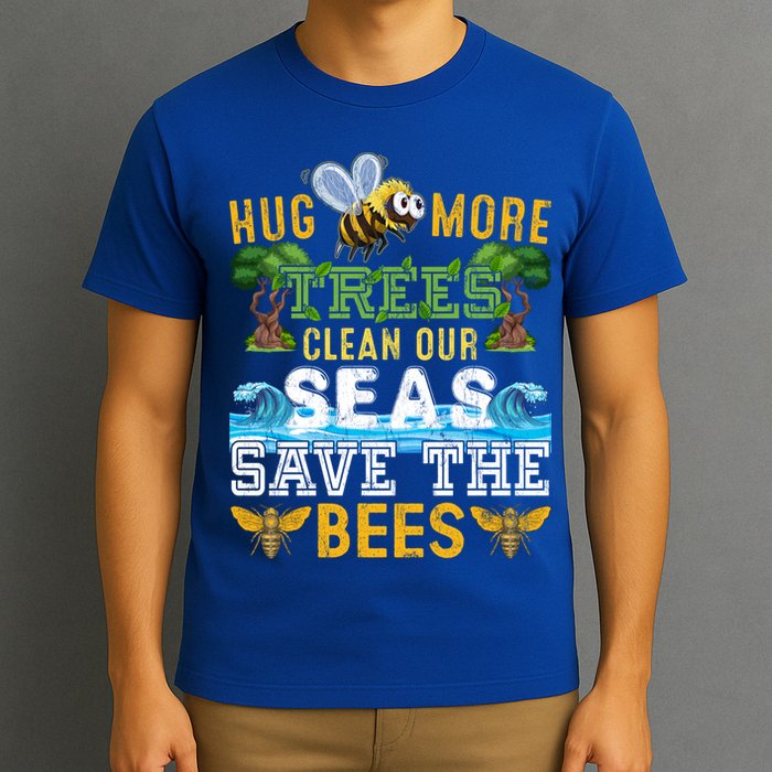 Earth Day Design Hug More Trees Clean Our Seas Save The Bees Gift T-Shirt