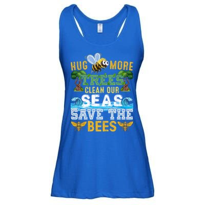 Earth Day Design Hug More Trees Clean Our Seas Save The Bees Gift Ladies Essential Flowy Tank