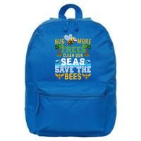 Earth Day Design Hug More Trees Clean Our Seas Save The Bees Gift 16 in Basic Backpack