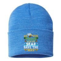 Earth Day Design Hug More Trees Clean Our Seas Save The Bees Gift Sustainable Knit Beanie
