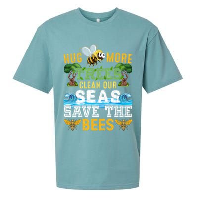 Earth Day Design Hug More Trees Clean Our Seas Save The Bees Gift Sueded Cloud Jersey T-Shirt