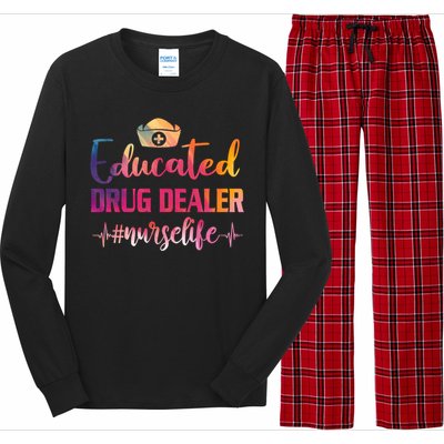 Educated Drug Dealer Nurse Life Funny Nurses Heartbeat Cool Gift Long Sleeve Pajama Set