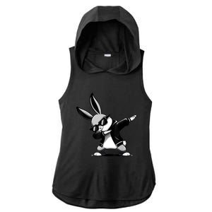 Easter Day Dabbing Bunny Rabbit Hip Hop Easter Basket Ladies PosiCharge Tri-Blend Wicking Draft Hoodie Tank