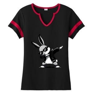 Easter Day Dabbing Bunny Rabbit Hip Hop Easter Basket Ladies Halftime Notch Neck Tee