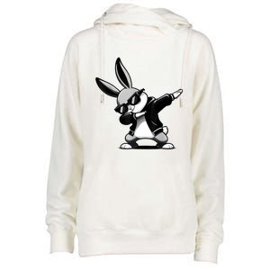 Easter Day Dabbing Bunny Rabbit Hip Hop Easter Basket Womens Funnel Neck Pullover Hood