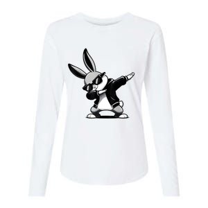 Easter Day Dabbing Bunny Rabbit Hip Hop Easter Basket Womens Cotton Relaxed Long Sleeve T-Shirt