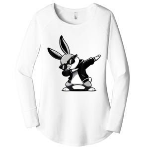 Easter Day Dabbing Bunny Rabbit Hip Hop Easter Basket Women's Perfect Tri Tunic Long Sleeve Shirt