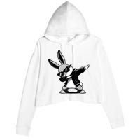 Easter Day Dabbing Bunny Rabbit Hip Hop Easter Basket Crop Fleece Hoodie