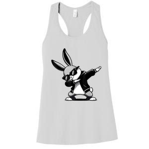 Easter Day Dabbing Bunny Rabbit Hip Hop Easter Basket Women's Racerback Tank