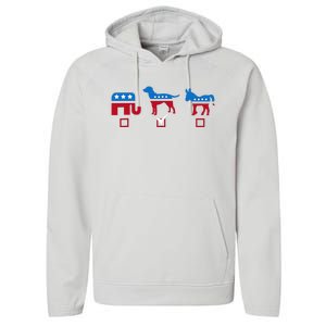 Elephant Dog Donkey Choose My Dog Would Do A Better Job Performance Fleece Hoodie