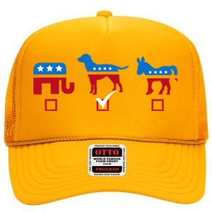 Elephant Dog Donkey Choose My Dog Would Do A Better Job High Crown Mesh Back Trucker Hat