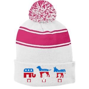 Elephant Dog Donkey Choose My Dog Would Do A Better Job Stripe Pom Pom Beanie