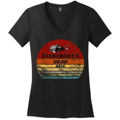 EverybodyS Dead Dave Retro Sunset Holly Red Dwarf Women's V-Neck T-Shirt