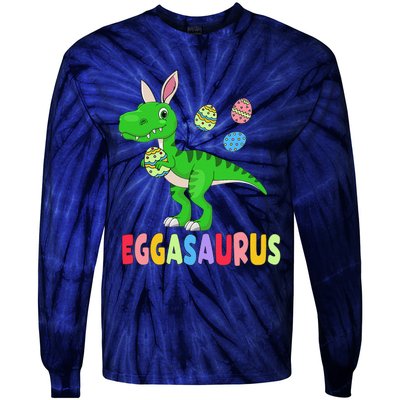 Easter Dinosaur Dino Easter Eggs Basket Cute Tie-Dye Long Sleeve Shirt