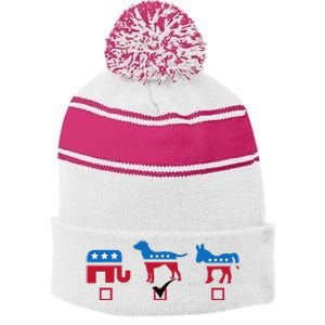 Elephant Dog Donkey Choose My Dog Would Do A Better Job Stripe Pom Pom Beanie