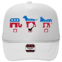 Elephant Dog Donkey Choose My Dog Would Do A Better Job High Crown Mesh Back Trucker Hat