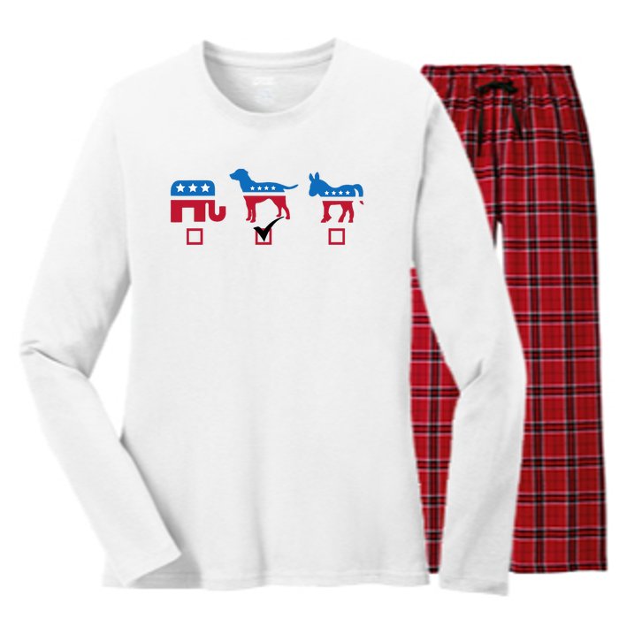 Elephant Dog Donkey Choose My Dog Would Do A Better Job Women's Long Sleeve Flannel Pajama Set 