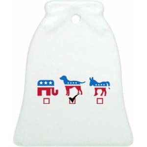 Elephant Dog Donkey Choose My Dog Would Do A Better Job Ceramic Bell Ornament