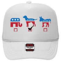 Elephant Dog Donkey Choose My Dog Would Do A Better Job High Crown Mesh Back Trucker Hat