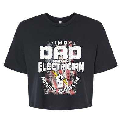 Electrician Dad Design On Back Of Clothing Bella+Canvas Jersey Crop Tee