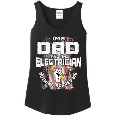 Electrician Dad Design On Back Of Clothing Ladies Essential Tank