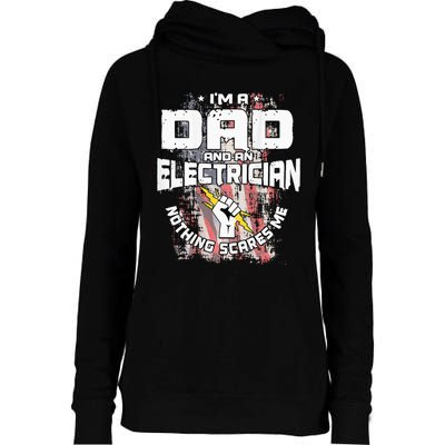 Electrician Dad Design On Back Of Clothing Womens Funnel Neck Pullover Hood