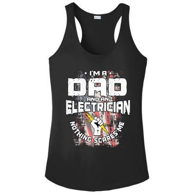 Electrician Dad Design On Back Of Clothing Ladies PosiCharge Competitor Racerback Tank