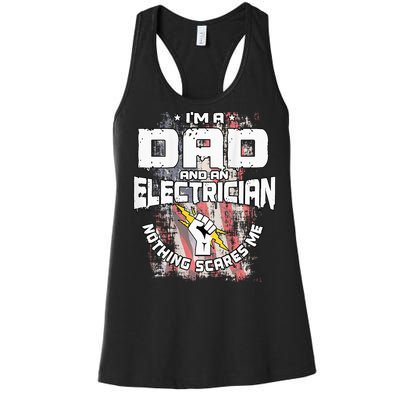 Electrician Dad Design On Back Of Clothing Women's Racerback Tank